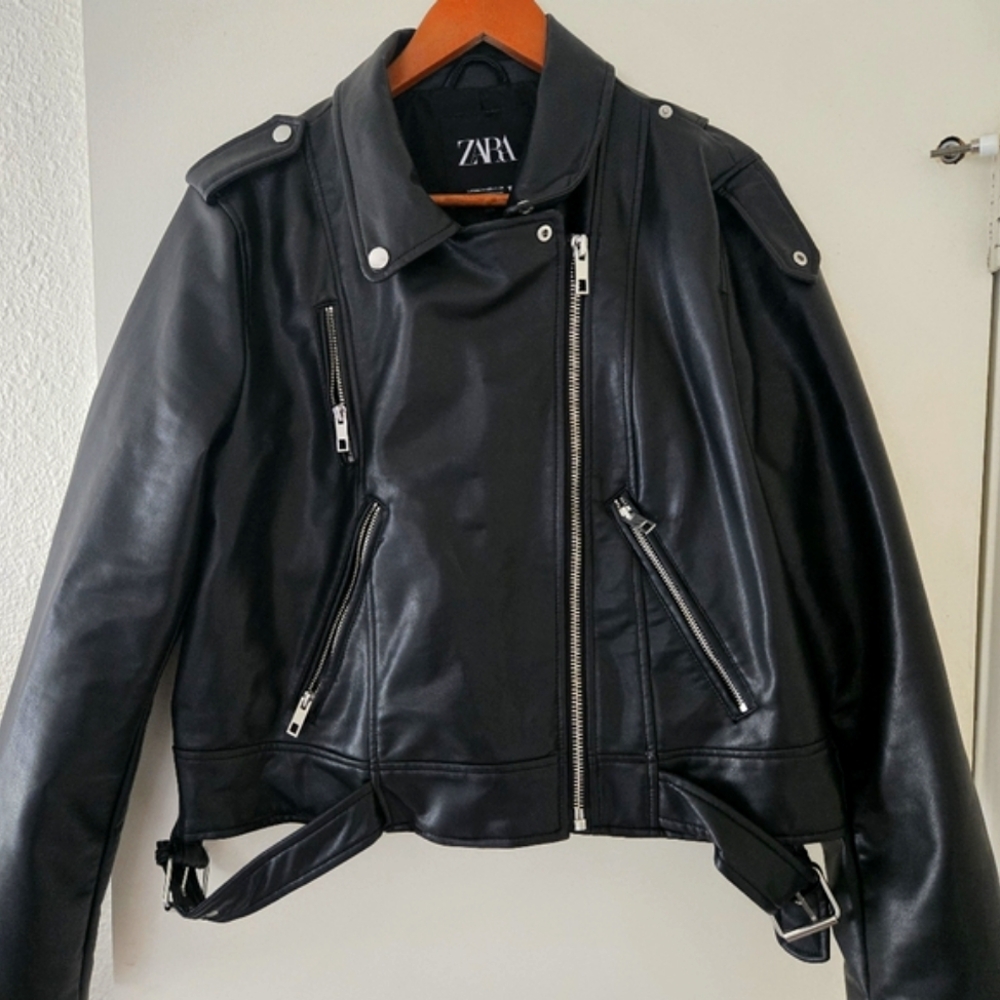 Zara Biker Jacket Faux Leather XXL